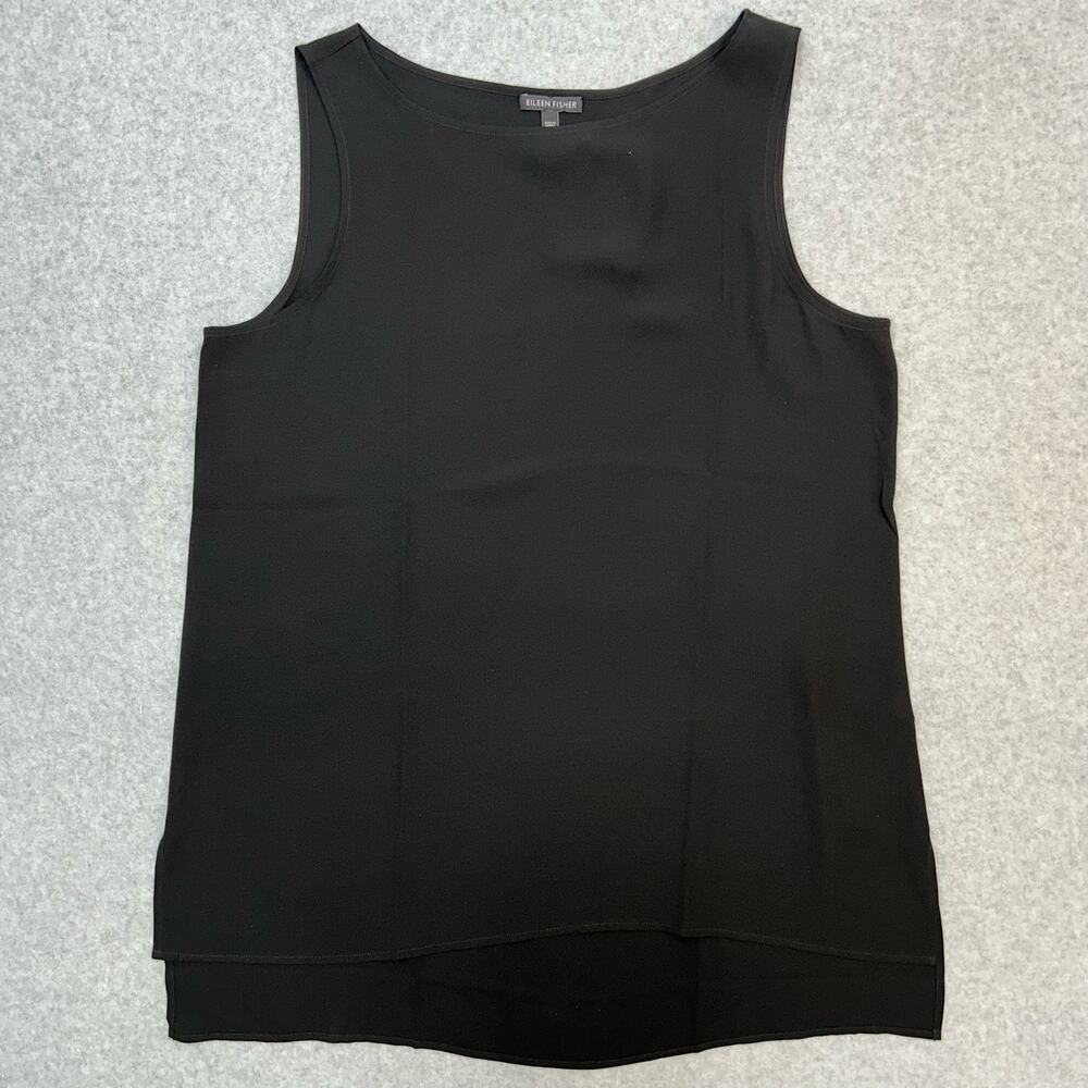 Eileen Fisher Black Sleeveless Silk Shell